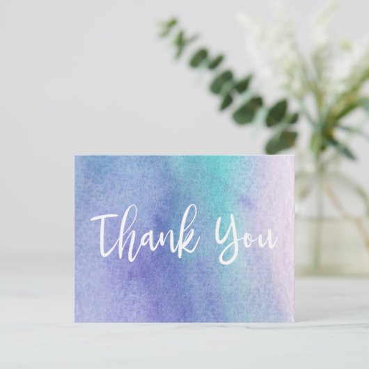 Carte Postale Merci d'aquarelle Abstrait violet et bleu (Debout devant)