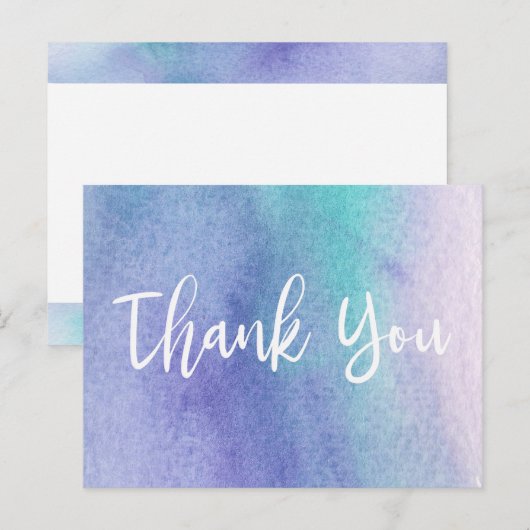 Carte Postale Merci d'aquarelle Abstrait violet et bleu (Devant / Derrière)