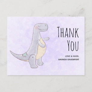 Carte Postale Merci d'aquarelle de Dinosaure gris mou
