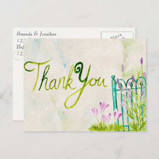 Carte Postale Merci d'aquarelle de lavande (Devant / Derrière)