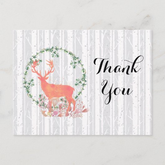 Carte Postale Merci d'aquarelle Russe Reindeer Boho (Devant)