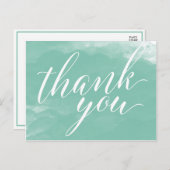 Carte Postale Merci d'aquarelle verte à la menthe moderne (Devant / Derrière)