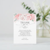 Carte Postale Merci de Baby shower aux fleurs roses douces (Debout devant)