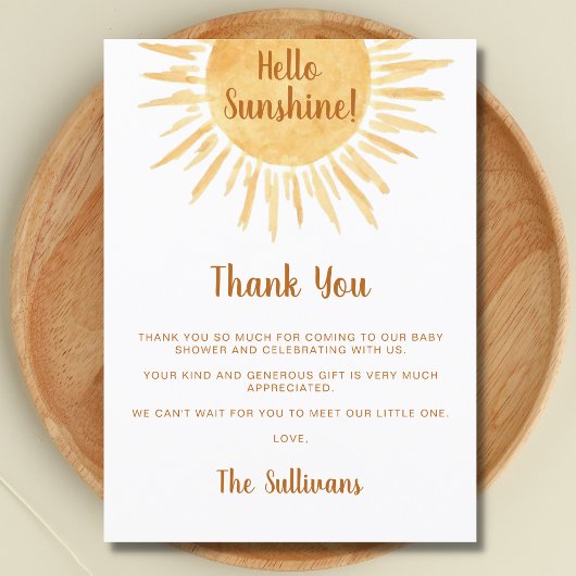 Carte Postale Merci de Baby shower Boho Sunshine