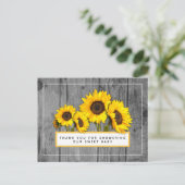 Carte Postale Merci de Baby shower de tournesol rustique (Debout devant)