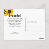 Carte Postale Merci de Baby shower de tournesol rustique (Dos)