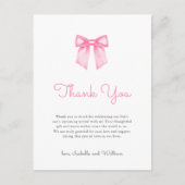 Carte Postale Merci de Baby shower élégant à Bow rose (Devant)