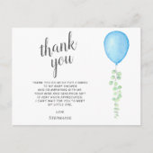 Carte Postale Merci de Baby shower Eucalyptus Bleu (Devant)