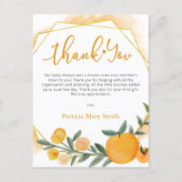 Merci de Baby shower orange Little Cutie