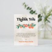 Carte Postale Merci de Baby shower orange Little Cutie (Debout devant)