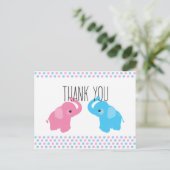 Carte Postale Merci de Baby shower Twin Elephant (Debout devant)
