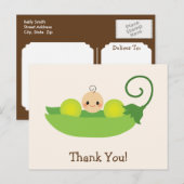 Carte Postale Merci de Baby shower vert doux pois (Devant / Derrière)