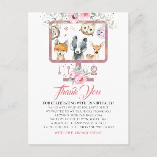 Carte Postale Merci de Baby shower virtuel (Devant)