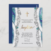 Carte Postale Merci de Baptême d'argent et de pierre minérale bl (Devant / Derrière)