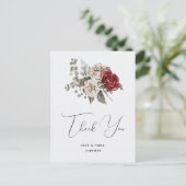 Carte Postale Merci de bouquet rouge gris et crème Boho (Debout devant)