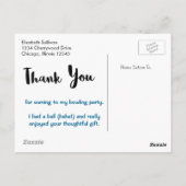 Carte Postale Merci De Bowling Party Sur Bleu Stripes (Dos)