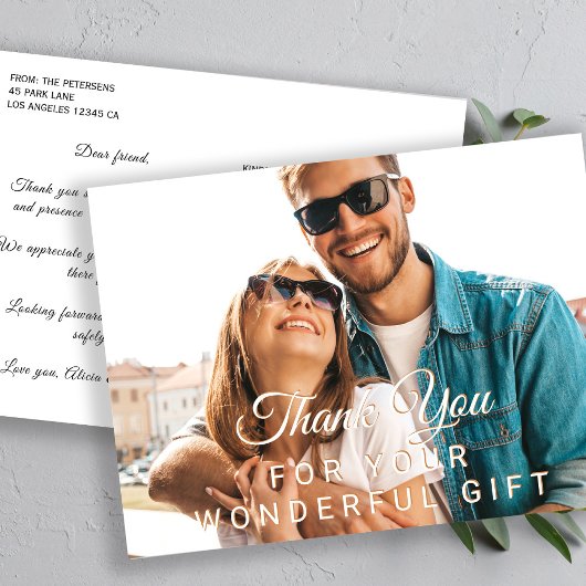 Carte Postale Merci de cadeaux élégante photo fête virtuelle