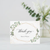 Carte Postale Merci de cadre géométrique or Eucalyptus vert (Debout devant)