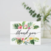 Carte Postale Merci de calligraphie de Mariage floral tropical (Debout devant)