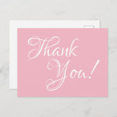 Carte Postale Merci de calligraphie rose pâle et blanc (Devant / Derrière)