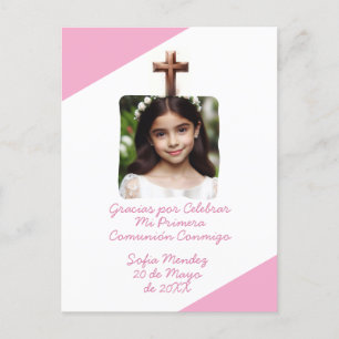 Carte Postale Merci de célébrer ma première communion avec photo