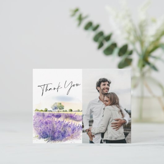 Carte Postale Merci de champ de fleurs de lavande (Debout devant)