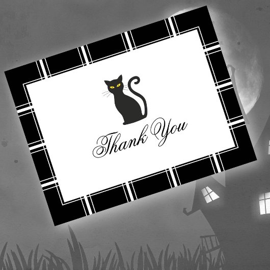 Carte Postale Merci de chat noir Halloween noir