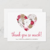 Carte postale Merci de coeur floral rose chaud (Devant / Derrière)