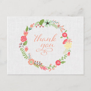 Carte postale Merci de couronne de fleurs