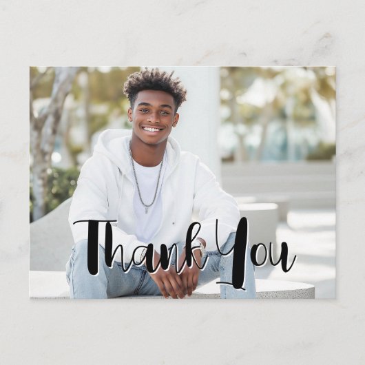 Carte Postale Merci de diplôme avec photo - Script noir (Devant)