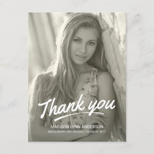 Carte Postale Merci de diplôme Script manuscrit moderne (Devant)