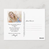 Carte Postale Merci de diplôme Script Photo Casquette noir blanc (Dos)