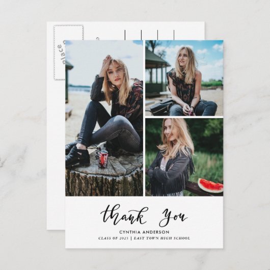 Carte Postale Merci de diplôme Script Trois Grad Photo (Devant / Derrière)