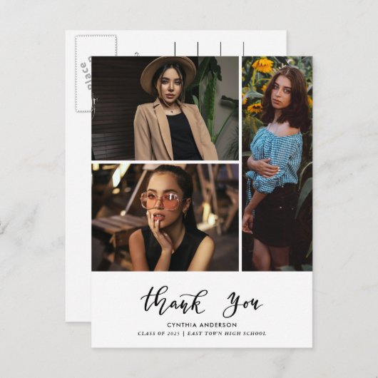 Carte Postale Merci de diplôme Script Trois Grad Photo (Devant / Derrière)