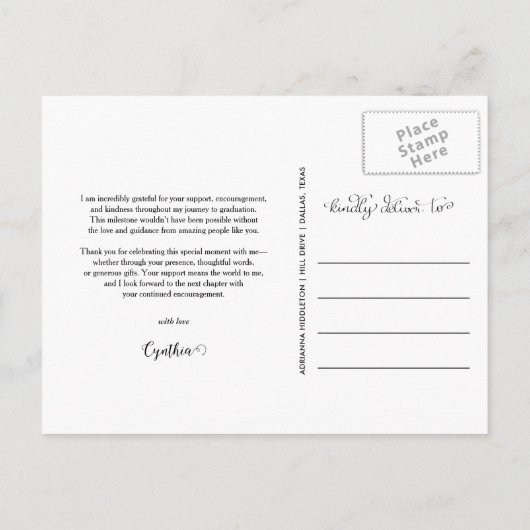 Carte Postale Merci de diplôme Script Trois Grad Photo (Dos)