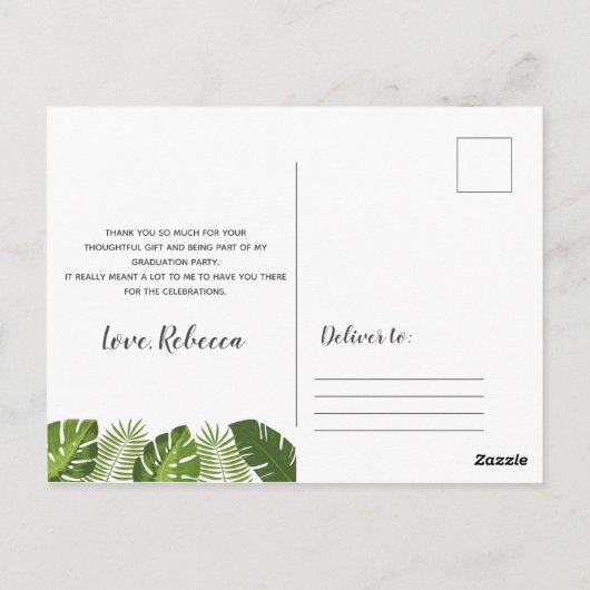 Carte postale Merci de diplôme tropical (Dos)