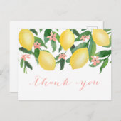 Carte Postale Merci De Douche Avec Citrons Aquarellés (Devant / Derrière)