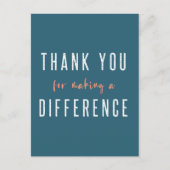 Carte Postale Merci de Faire une Différence | Sarcelle Orange (Devant)