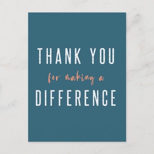 Carte Postale Merci de Faire une Différence | Teal Orange (Devant)