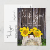 Carte Postale Merci de Fête des mariées de tournesol rustique (Devant / Derrière)