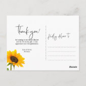 Carte Postale Merci de Fête des mariées de tournesol rustique (Dos)