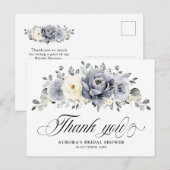 Carte Postale Merci de Fête des mariées d'hiver gris argent (Devant / Derrière)