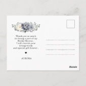 Carte Postale Merci de Fête des mariées d'hiver gris argent (Dos)