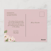 Carte Postale Merci de Fête des mariées floral rose pâle (Dos)