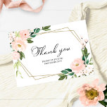 Carte Postale Merci de Fête des mariées géométrique rose floral<br><div class="desc">Carte postale de Merci de Fête des mariées géométrique rose</div>