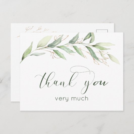 Carte postale Merci de feuillage vert et or (Devant / Derrière)