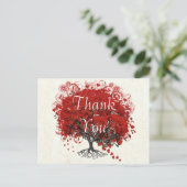 Carte Postale Merci de feuille de coeur rouge (Debout devant)