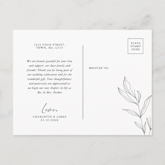 Carte postale Merci de feuille de feutre d'art de  (Dos)