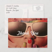 Carte Postale Merci de fille rétro des années 70 (Devant / Derrière)