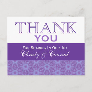 Carte Postale Merci de fleurs violettes Mariage G201